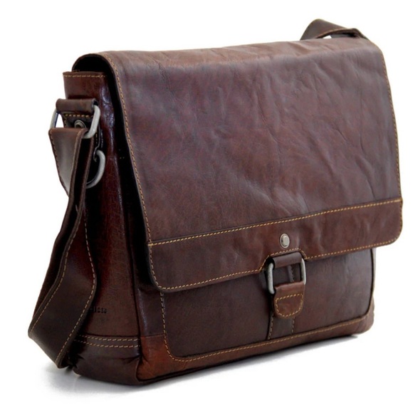 Jack Georges Brown Leather Messenger Bag - Picture 1 of 10